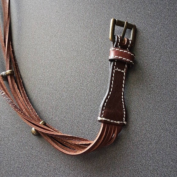 J.Crew Brown Leather Belt Y2k  Solid Brass Buckle New! main image 9